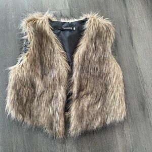 Multicolor brown fur vest